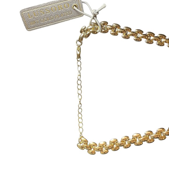 Lussoro Rounded Cuban Miami Link Chain 16" with 2" Extender 18KT Gold Plated NEW - Picture 7 of 13